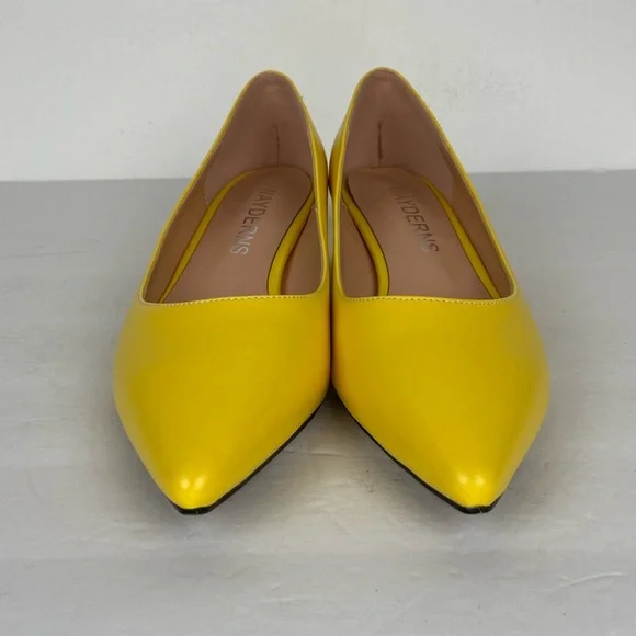 Wayderns Square Heels Pumps Shoes Size 7 Neon Yellow Preppy Career Y2K Inspired - Picture 5 of 9